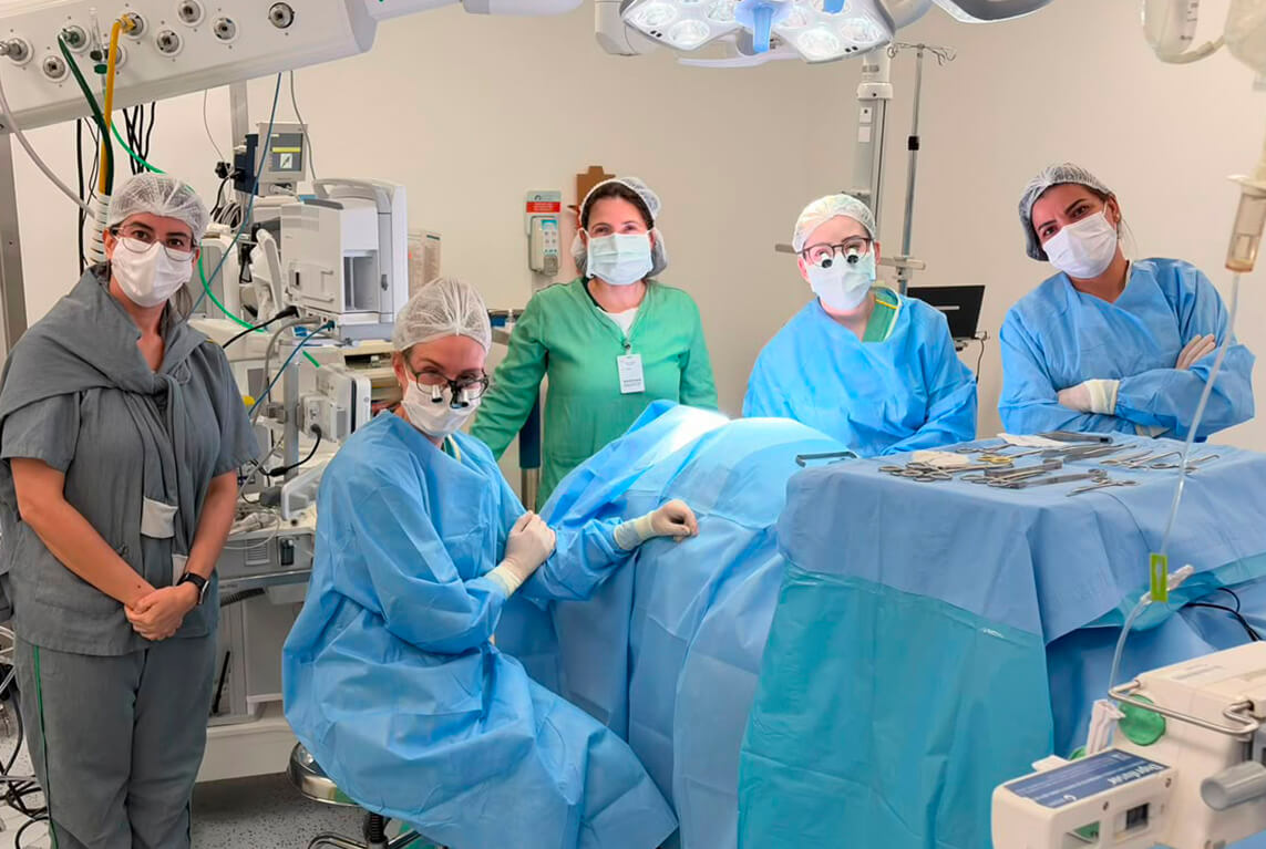 Dra Christiana Vanni e equipe em cirurgia